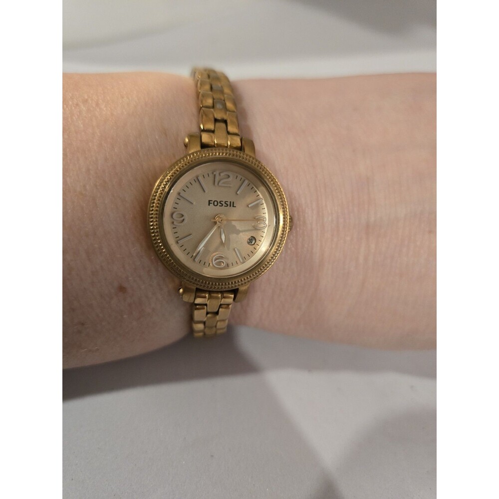 Vintage Fossil Heather mini gold-tone stainless steel watch model ES3136